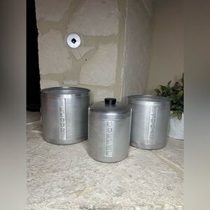 Vintage Mid Century Aluminum Ware Canisters set of 3 flawed